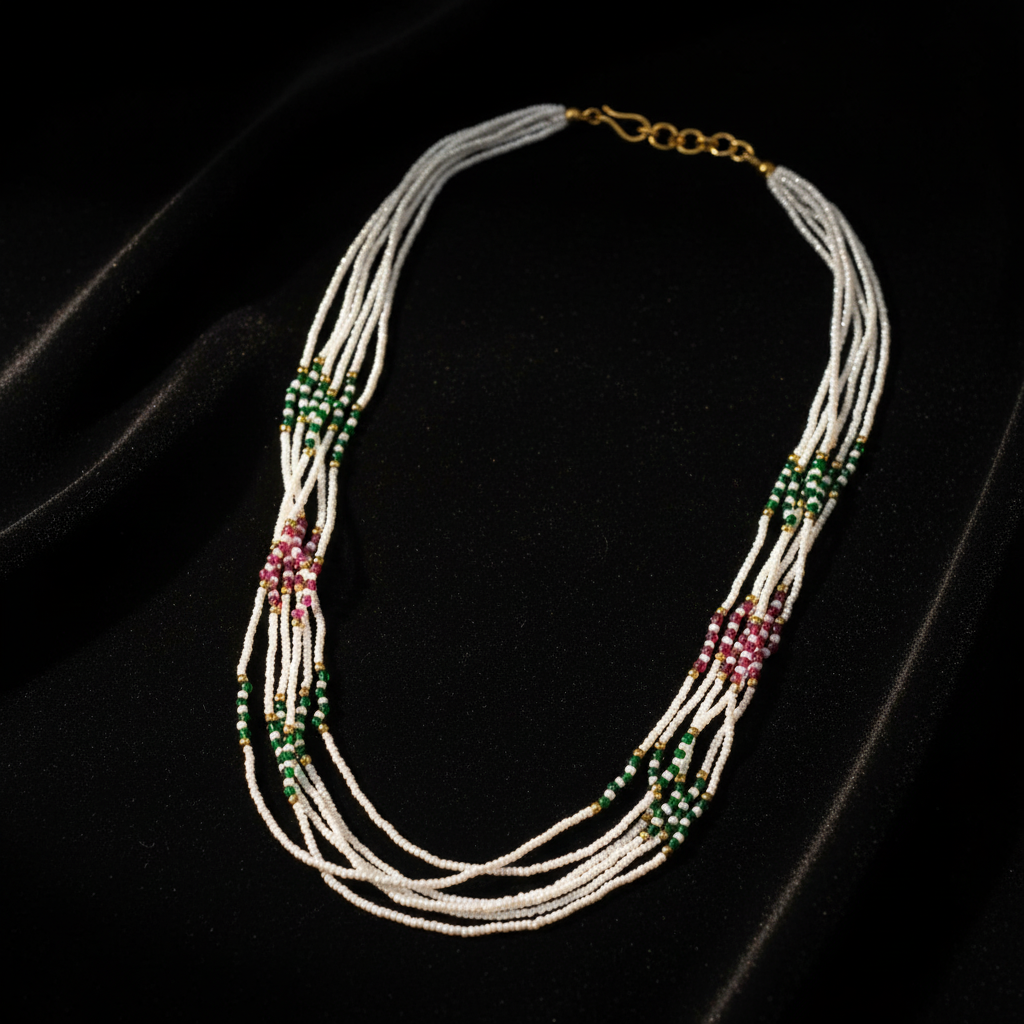Traditional Multi-Strand Beaded Pearl Mala Necklace for Women