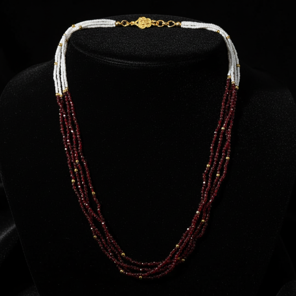 Traditional Multi-Layer Beaded Pearl Mala Necklace for Women