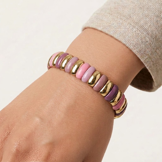Elegant Gradient Gold-Framed Stretch Bracelet | Lady Zone