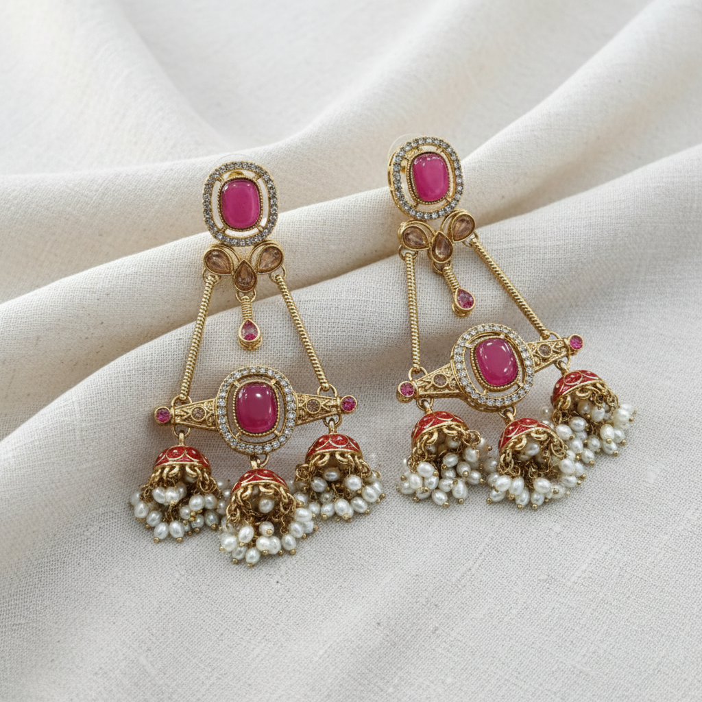 Royal Pearl Jhumka Drop Earrings for Women | Lady Zone