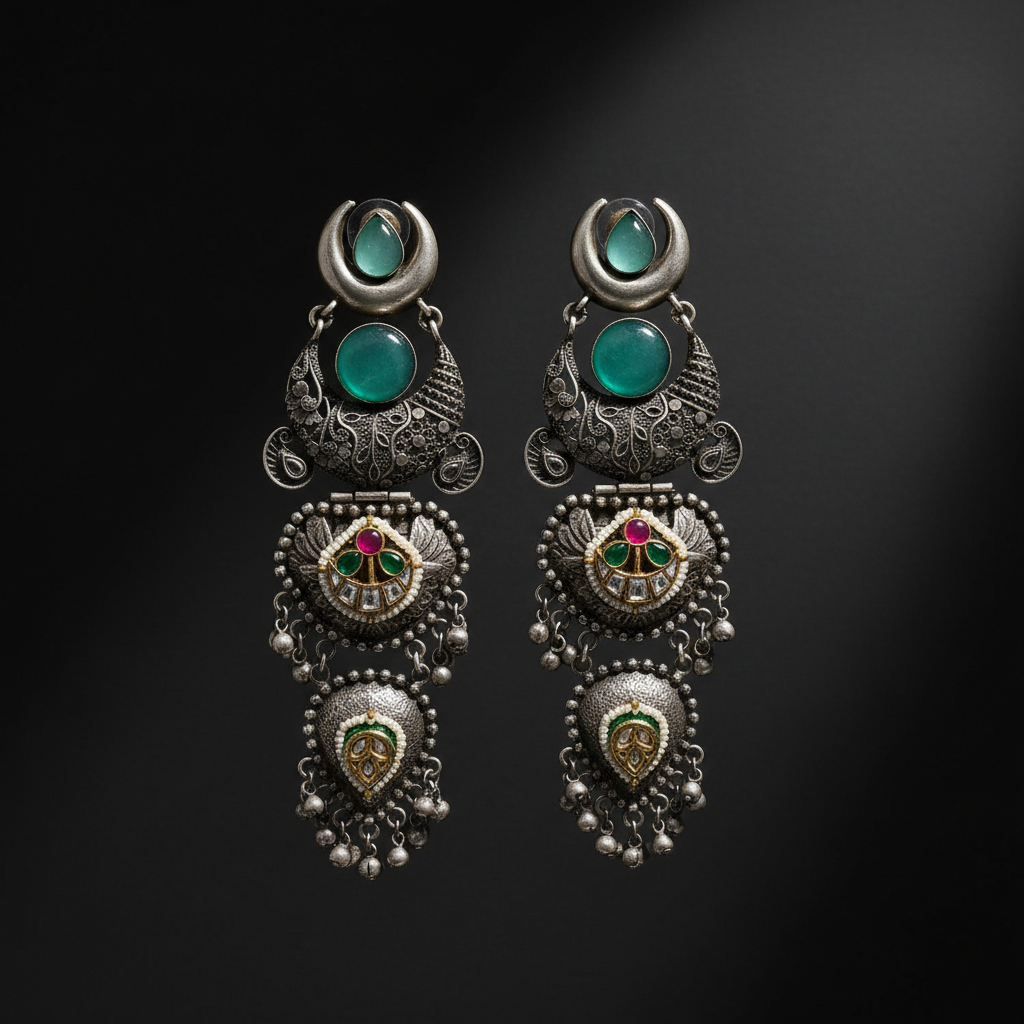 Antique Layered Statement Ethnic Earrings for Women