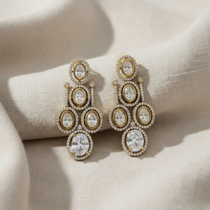 Gold Plated American Diamond Statement Earrings for Women | Lady Zone