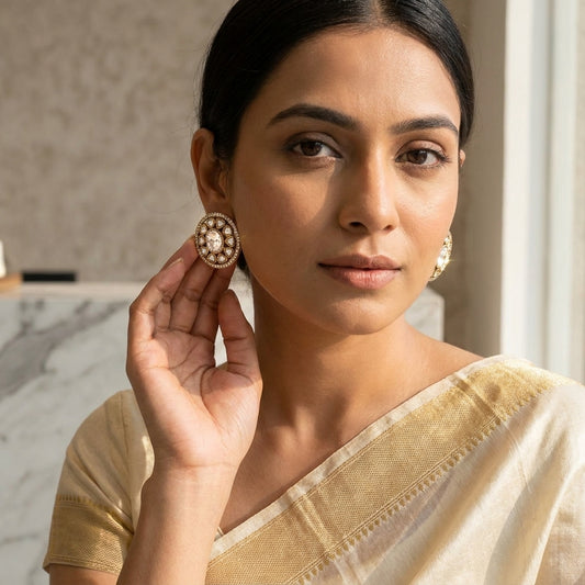 Gold Plated American Diamond Stud Earrings for Women | Lady Zone
