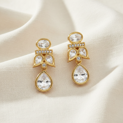 Gold Plated American Diamond Drop Earrings for Women | Lady Zone
