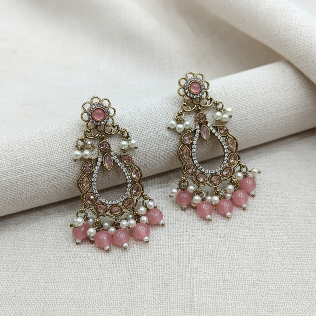 Royal Pearl Teardrop Chandbali Earrings for Women | Lady Zone