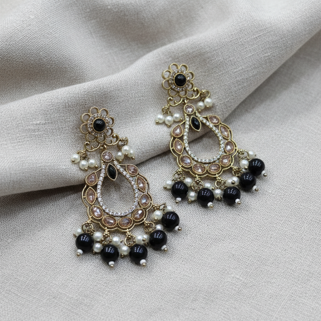 Royal Pearl Teardrop Chandbali Earrings for Women | Lady Zone