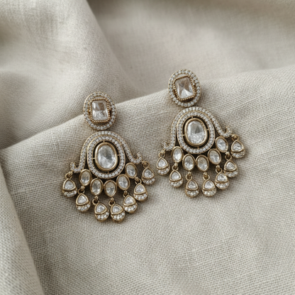 Gold Plated American Diamond Chandbali Earrings for Women | Lady Zone