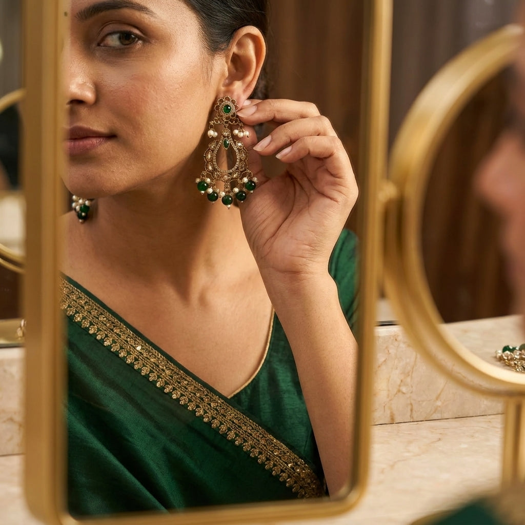 Royal Pearl Teardrop Chandbali Earrings for Women | Lady Zone