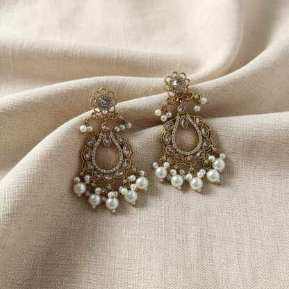 Royal Pearl Teardrop Chandbali Earrings for Women | Lady Zone