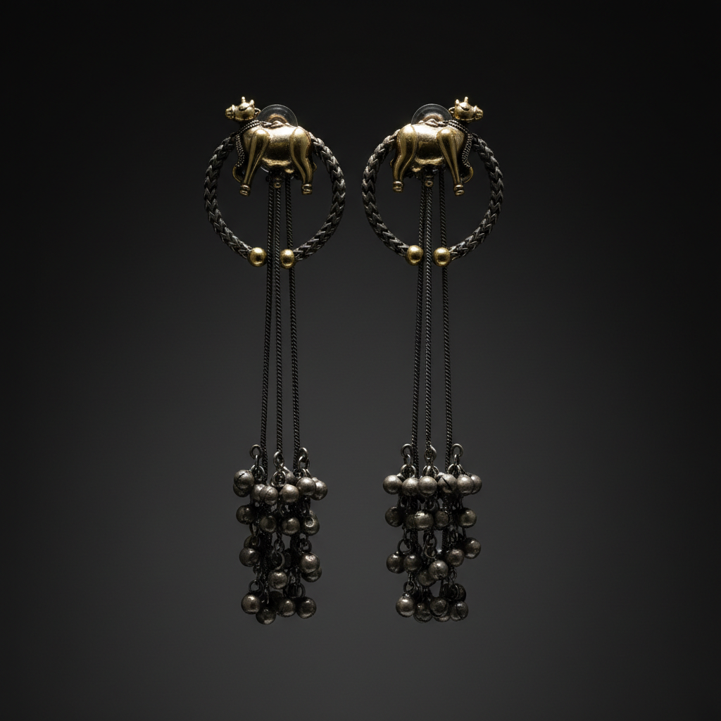 Royal Cow Charm Tassel Earrings