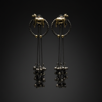 Royal Cow Charm Tassel Earrings