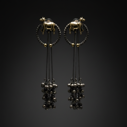Royal Cow Charm Tassel Earrings