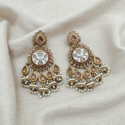 Royal Multicolor Meenakari Pearl Chandbali Earrings for Women | Lady Zone