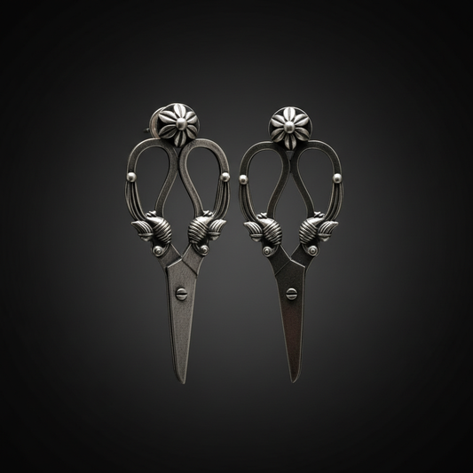 German Silver Scissor Design Drop Earrings