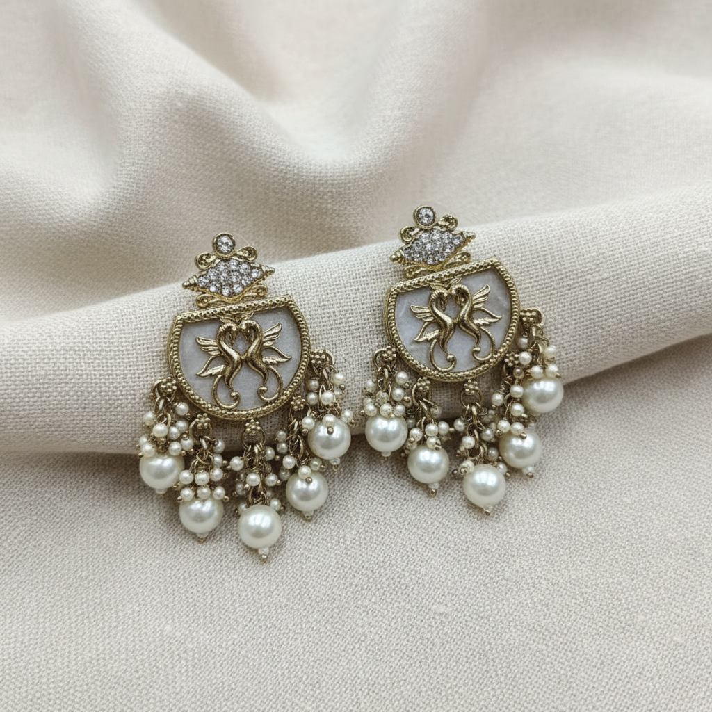 Royal Swan Pearl Drop Earrings for Women | Lady Zone