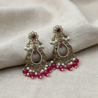 Royal Pearl Teardrop Chandbali Earrings for Women | Lady Zone