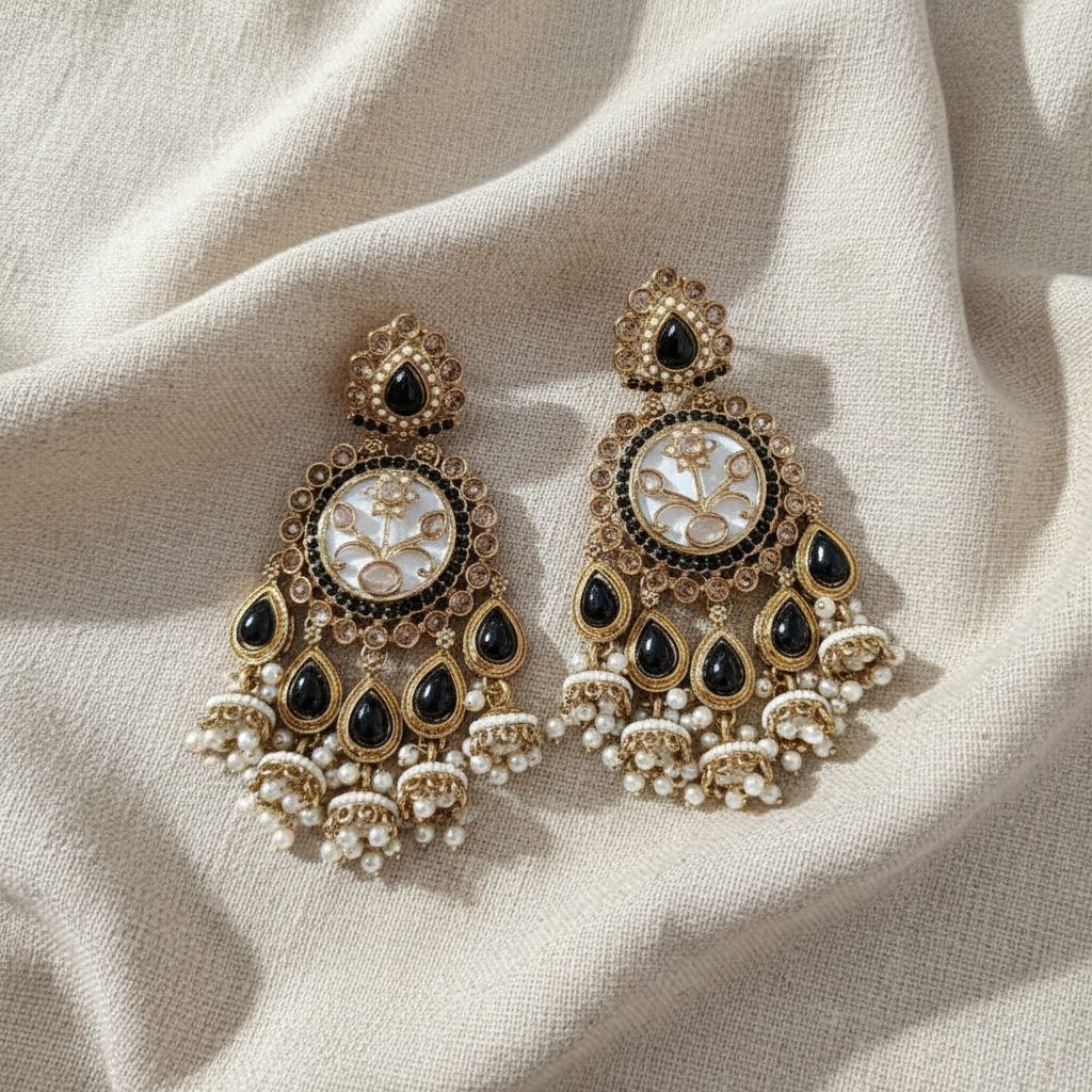 Royal Multicolor Meenakari Pearl Chandbali Earrings for Women | Lady Zone