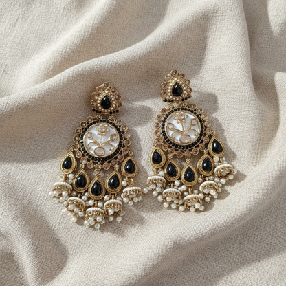 Royal Multicolor Meenakari Pearl Chandbali Earrings for Women | Lady Zone