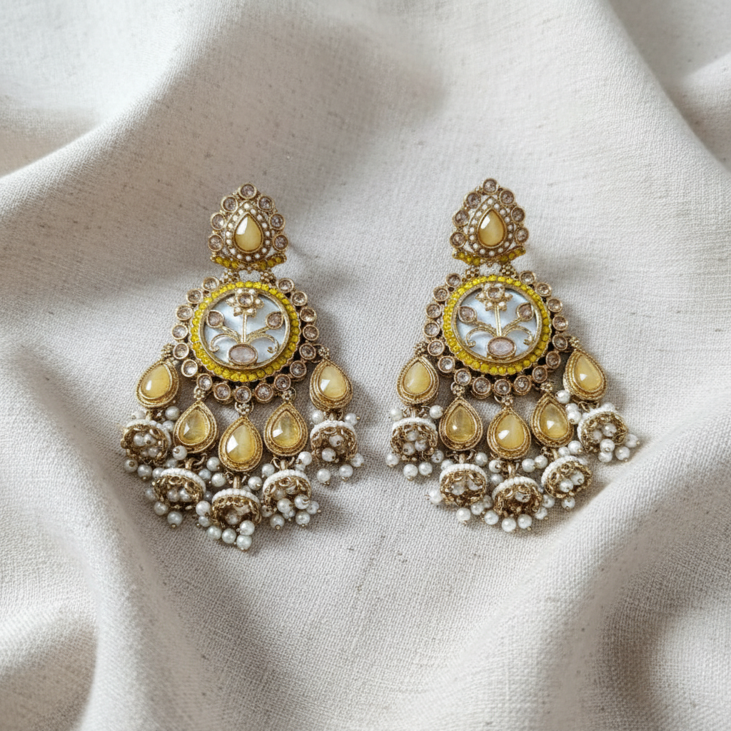 Royal Multicolor Meenakari Pearl Chandbali Earrings for Women | Lady Zone
