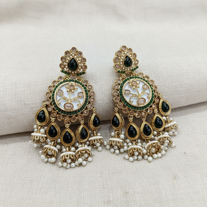 Royal Multicolor Meenakari Pearl Chandbali Earrings for Women | Lady Zone