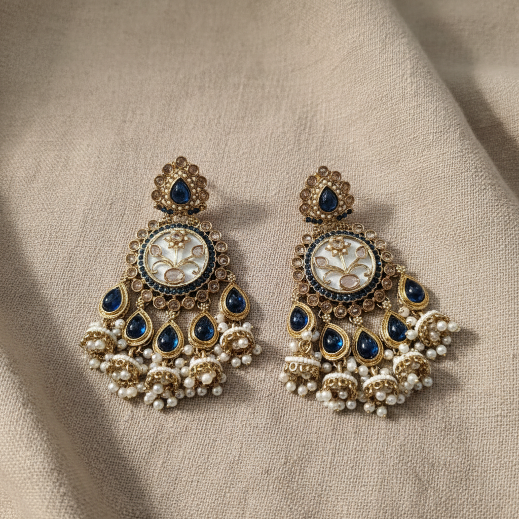 Royal Multicolor Meenakari Pearl Chandbali Earrings for Women | Lady Zone