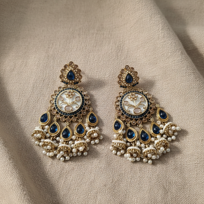Royal Multicolor Meenakari Pearl Chandbali Earrings for Women | Lady Zone