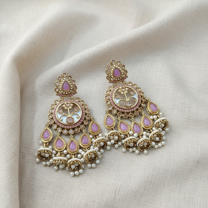 Royal Multicolor Meenakari Pearl Chandbali Earrings for Women | Lady Zone
