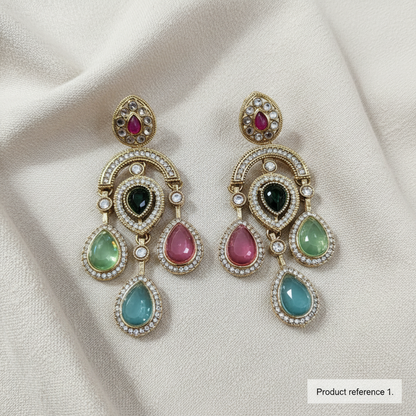 Gold Plated American Diamond Drop Earrings for Women | Lady Zone