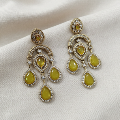 Gold Plated American Diamond Drop Earrings for Women | Lady Zone