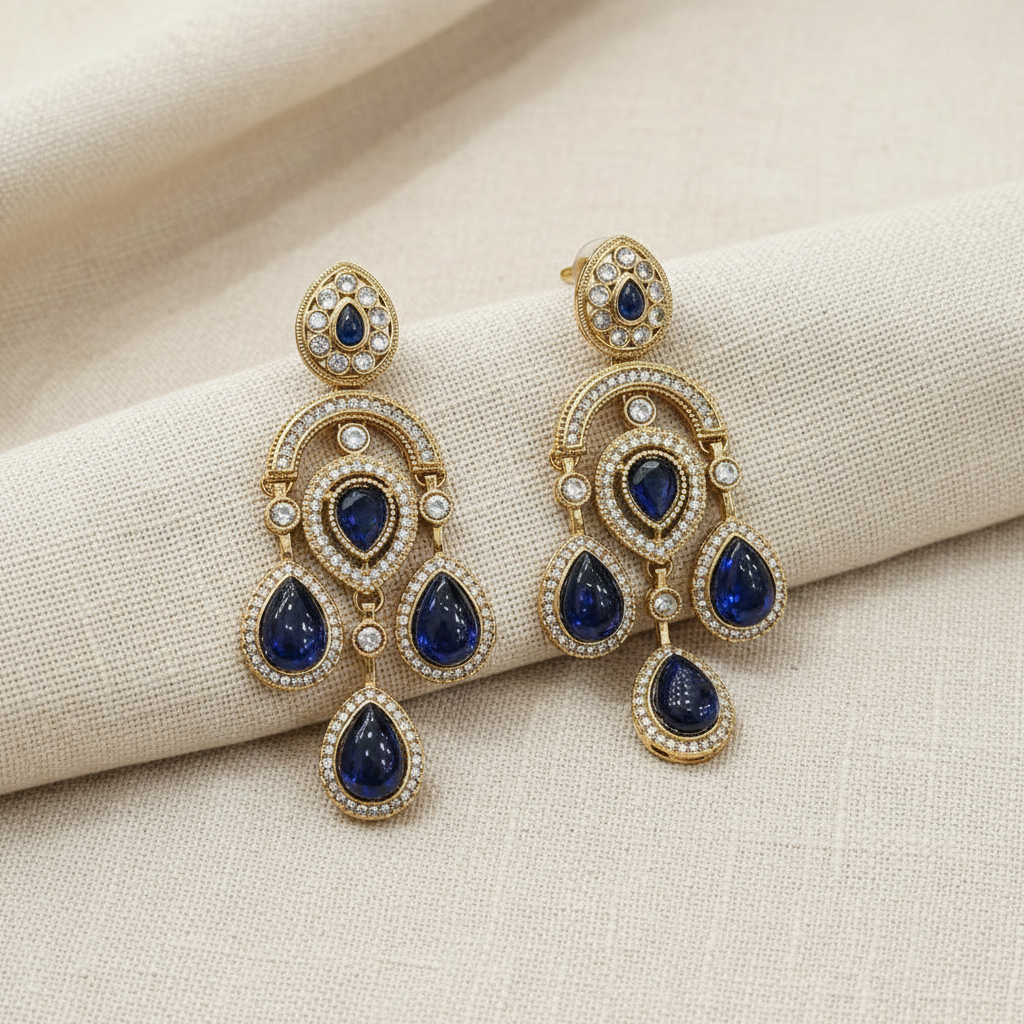 Gold Plated American Diamond Drop Earrings for Women | Lady Zone
