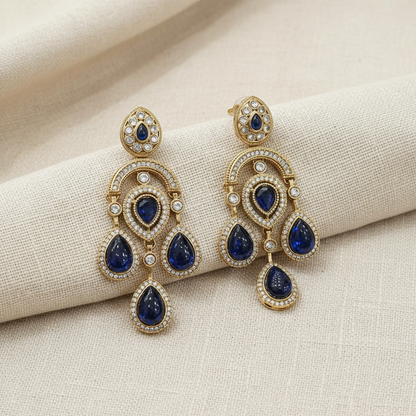 Gold Plated American Diamond Drop Earrings for Women | Lady Zone