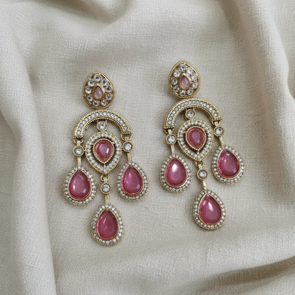 Gold Plated American Diamond Drop Earrings for Women | Lady Zone