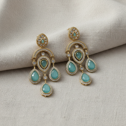 Gold Plated American Diamond Drop Earrings for Women | Lady Zone