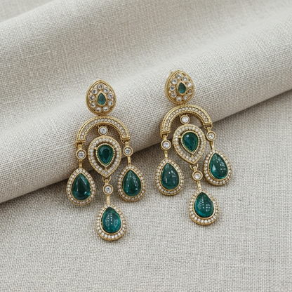 Gold Plated American Diamond Drop Earrings for Women | Lady Zone