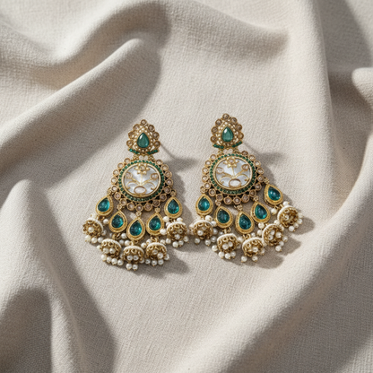 Royal Multicolor Meenakari Pearl Chandbali Earrings for Women | Lady Zone