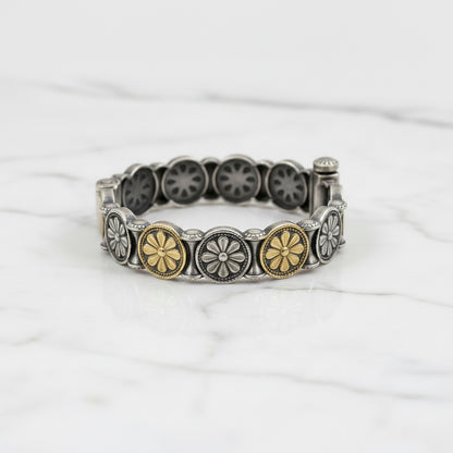 2PC German Silver Round Floral Kada Bangles for Women