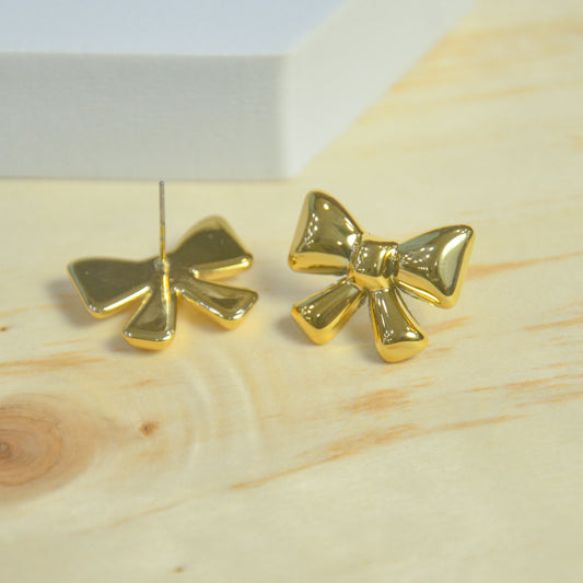 Classic Gold Bow Stud Earrings