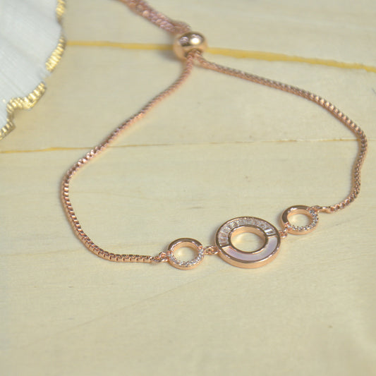 Rose Gold Halo Circle Loose Chain Bracelet
