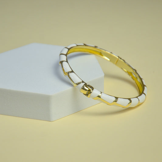 Ivory Enamel Classic Gold Plated Bracelet