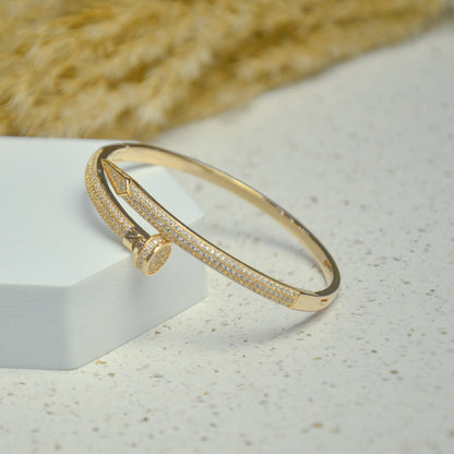 Luxe Nail-Head Diamond Gold Plated Bracelet