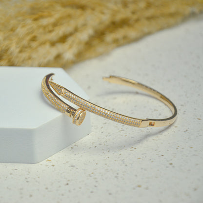 Luxe Nail-Head Diamond Gold Plated Bracelet