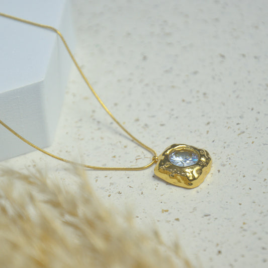 Aurora Textured Gold Pendant Necklace