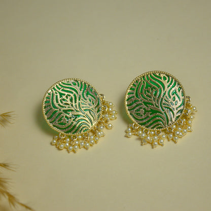 Emerald Enchant Pearl Dangler Earrings