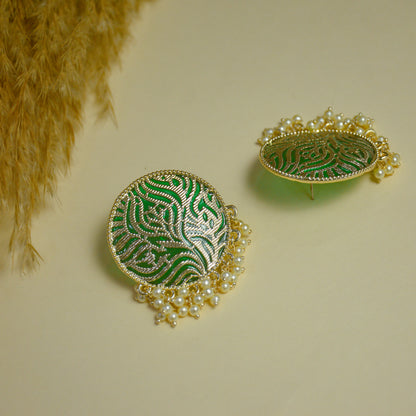 Emerald Enchant Pearl Dangler Earrings