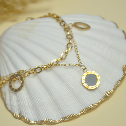 Roman Halo Charm Loose Gold Plated Bracelet