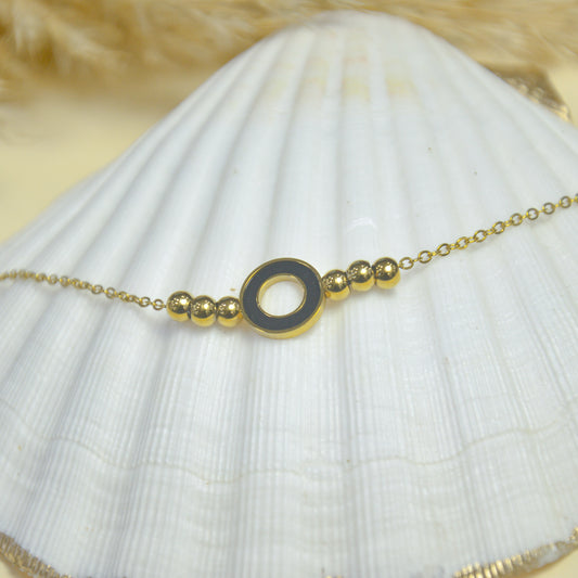 Midnight Charm Beaded Loose Chain Gold Plated Bracelet