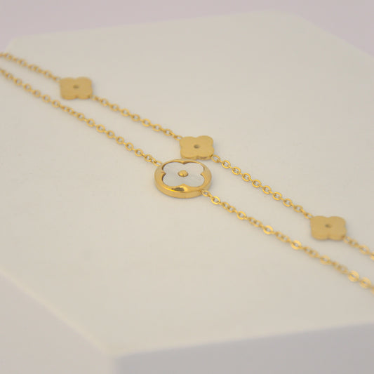Bloom Charm Dual-Layer Gold Plated Bracelet