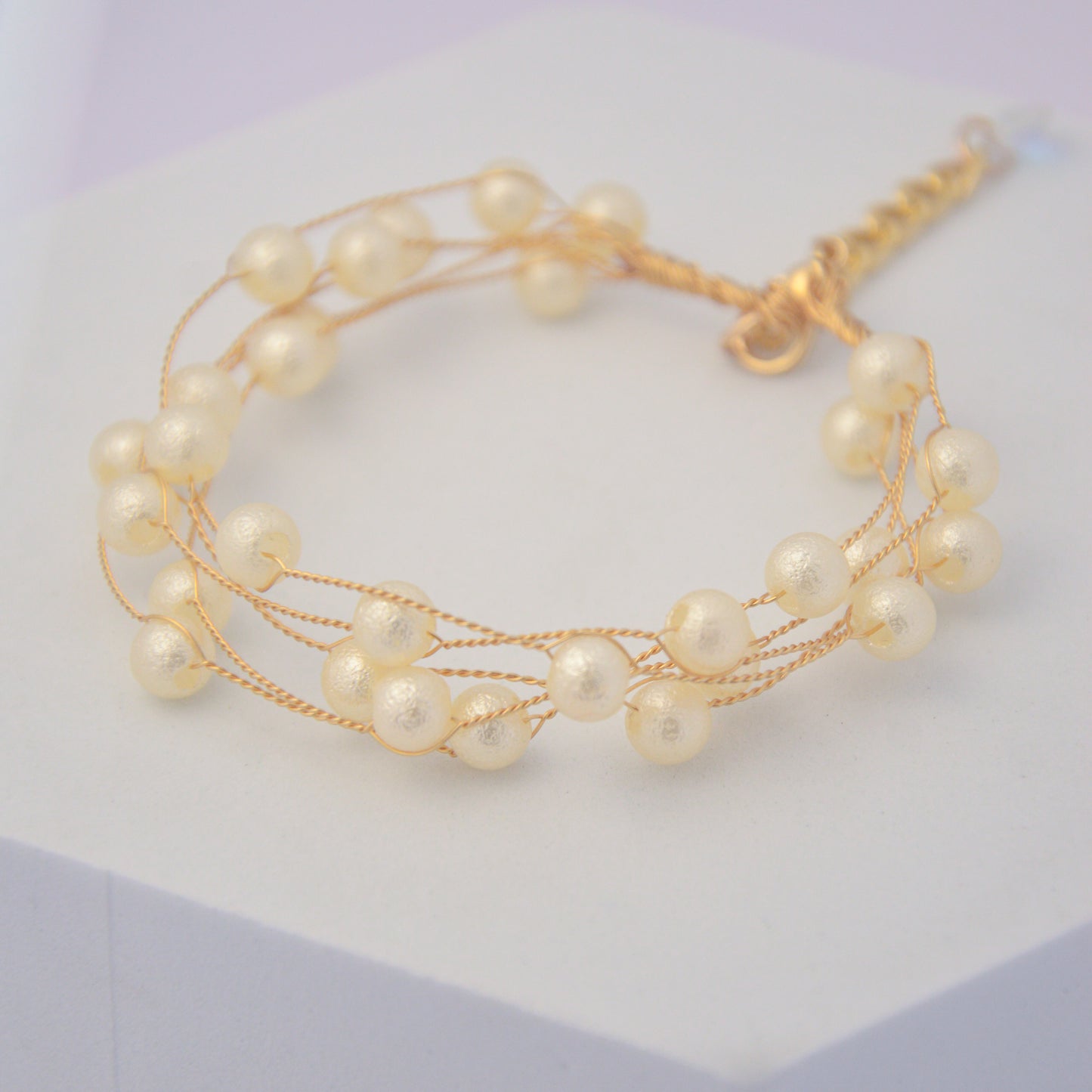 Pearl Aura Multi-Strand Gold Bracelet