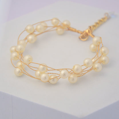 Pearl Aura Multi-Strand Gold Bracelet