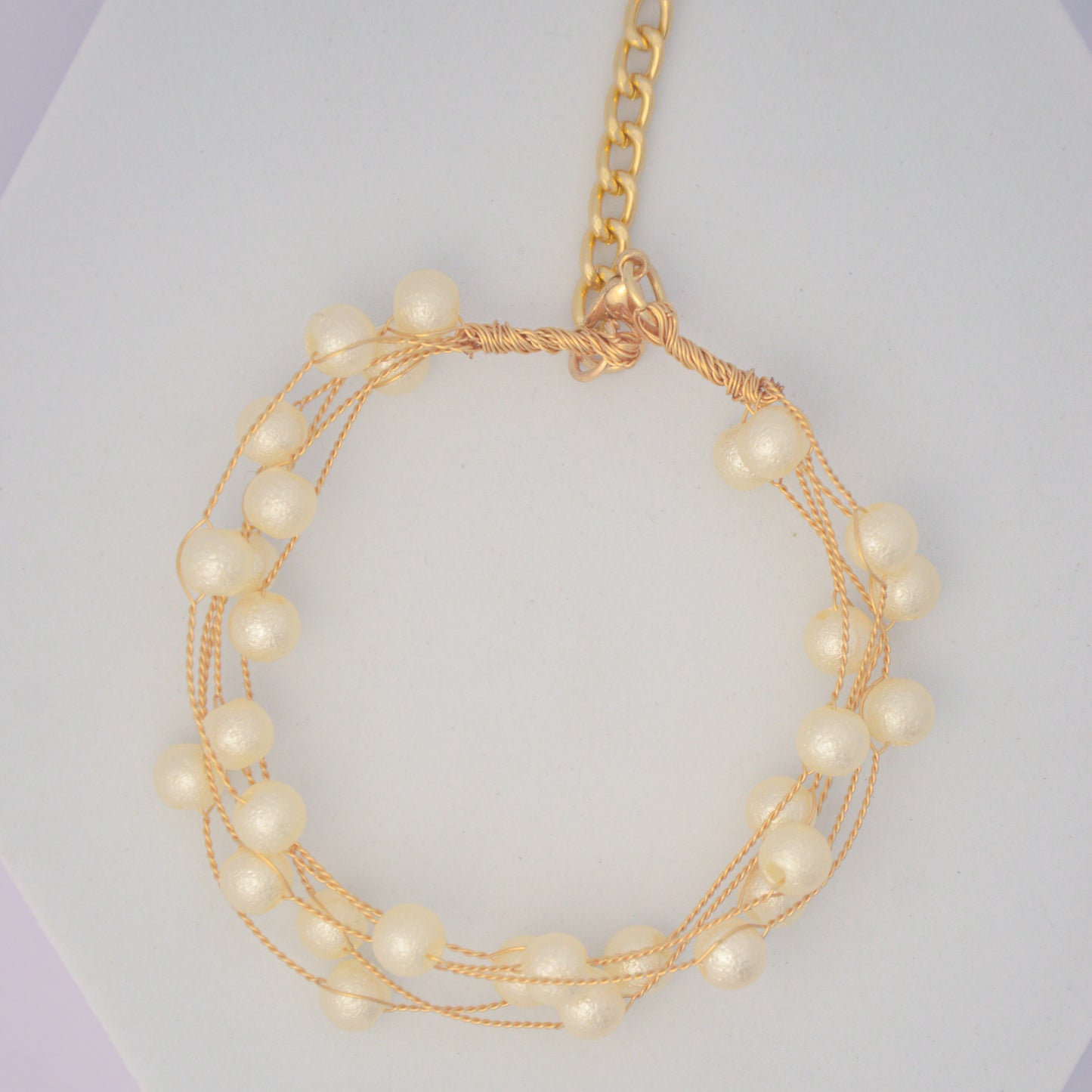 Pearl Aura Multi-Strand Gold Bracelet